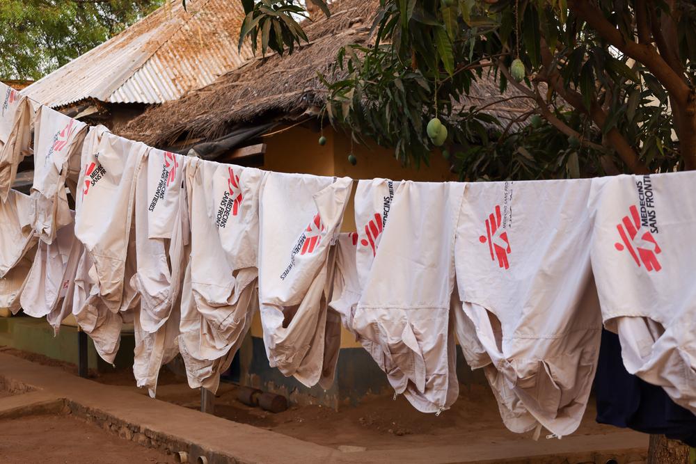 MSF vest drying on a clothesline inside Aweil project base