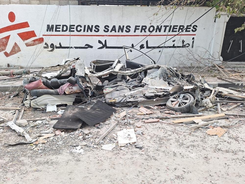 Image of an MSF Convoy attacked in Gaza, Palestine, by the IDF, Israeli army. 