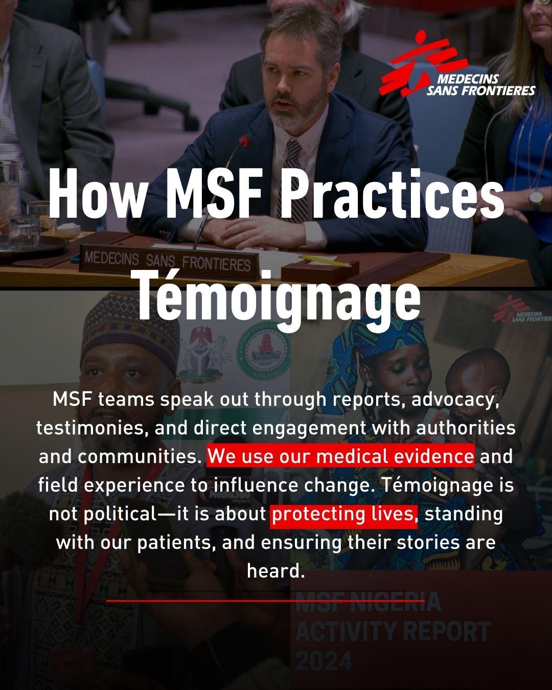 This carousel explains MSF principle of Temoignage
