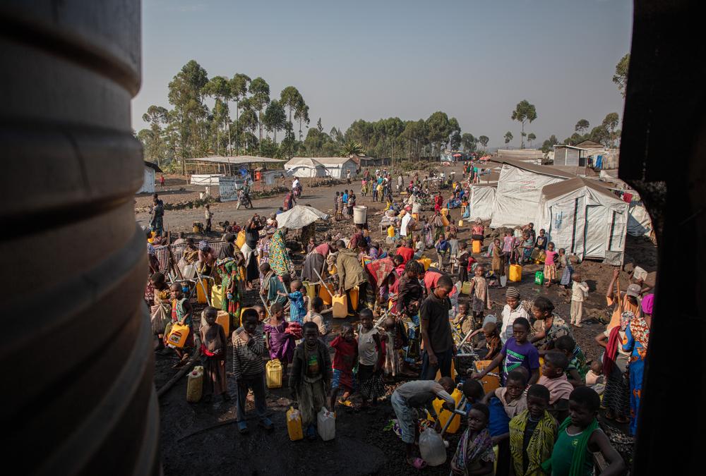 Water distribution at Rusayo displaced camp, Democratic Republic of Congo.