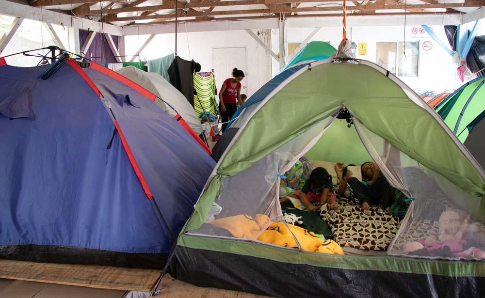 A picture of tents where migrants have been residing in Mexico