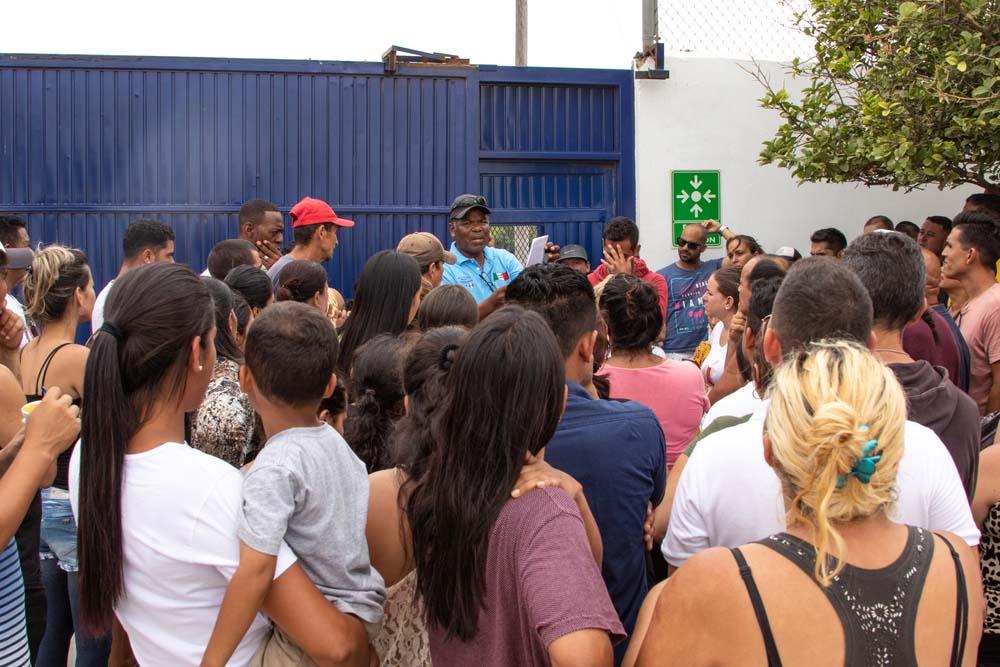 A picture of migrants outside the camp in Reynosa, Tamaulipas, Mexico