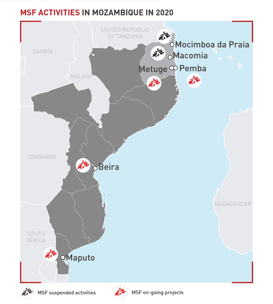 Map of activities in Mozambique