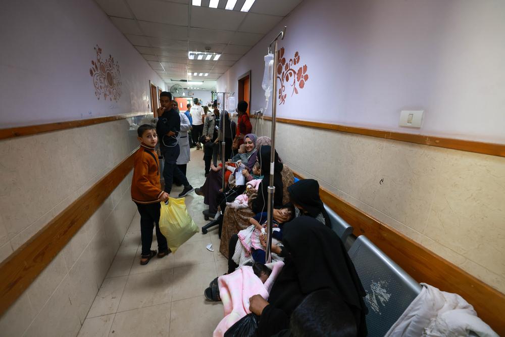 Image of an overcrowded hospital in Khan Younis, Gaza, as IDF steps up with bombardment. 