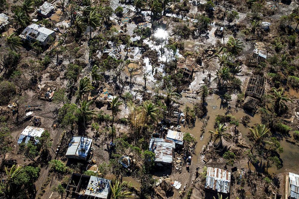 Aerial view of Buzi and the devastation caused by Cylone Idai. 