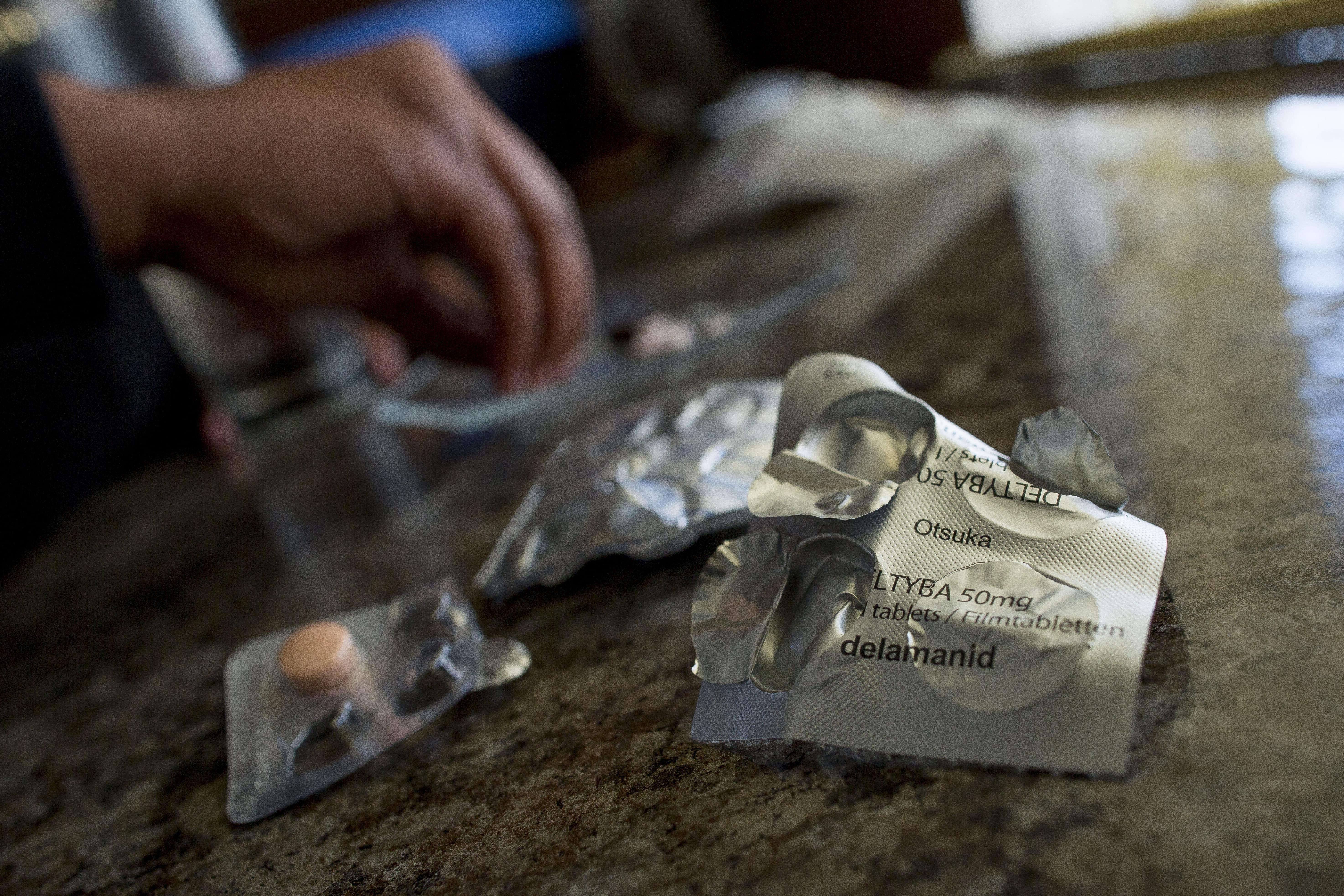 Patient Sinethemba taking her daily regimen for XDR-TB, MSF Treatment For TB in South Africa.