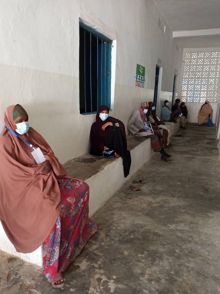 A picture of patients waiting with social distancing in Jubaland, Somalia.