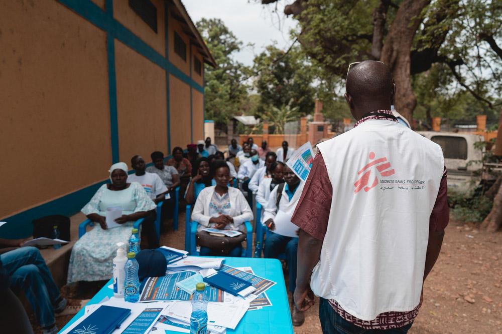 Coordinator conducting an infection prevention and control training in South Sudan