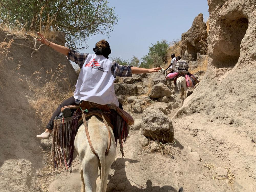 MSF team on their way to Dilli village, Jebel Marra Mountains, Darfur Region. Sudan