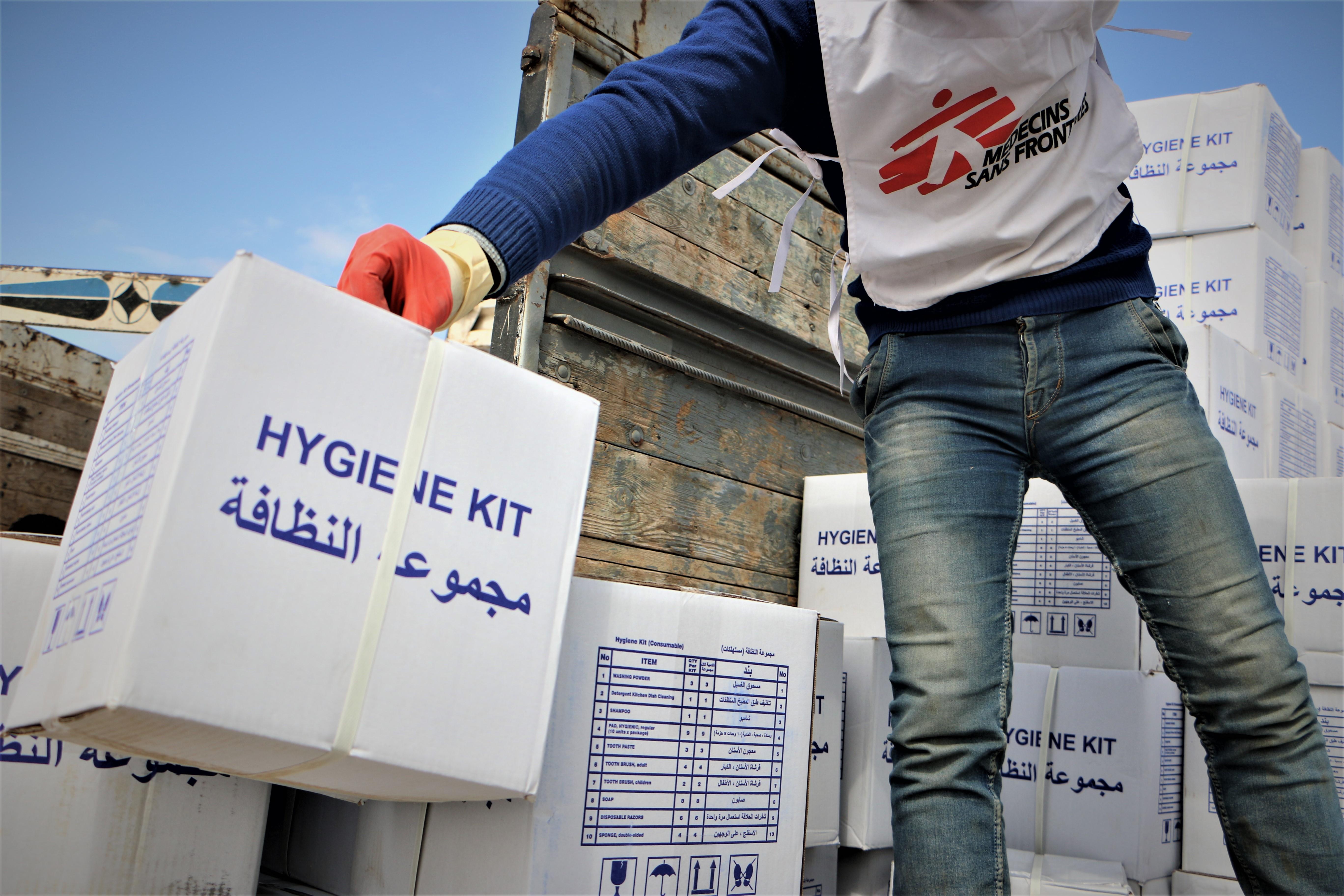 MSF distributing hygiene kits and NFIs in Abo Obaida area, Northwest Syria