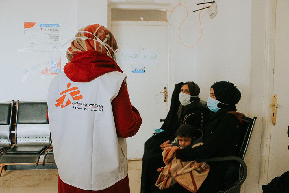 Women waiting for their consultations in an MSF-supported healthcare center in Idlib governorate, northwest Syria. 