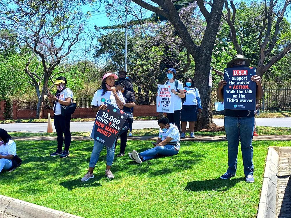 Members of various civil societies gathered outside the Netherlands Embassy in Pretoria.  For the TRIPS Waiver which was proposed to the World Trade Organisation by South Africa and India. Various members stood outside different embassies and hand over letters to call on this countries  to support the TRIPS Waiver to share access to the manufacturing the required drugs in low income countries.