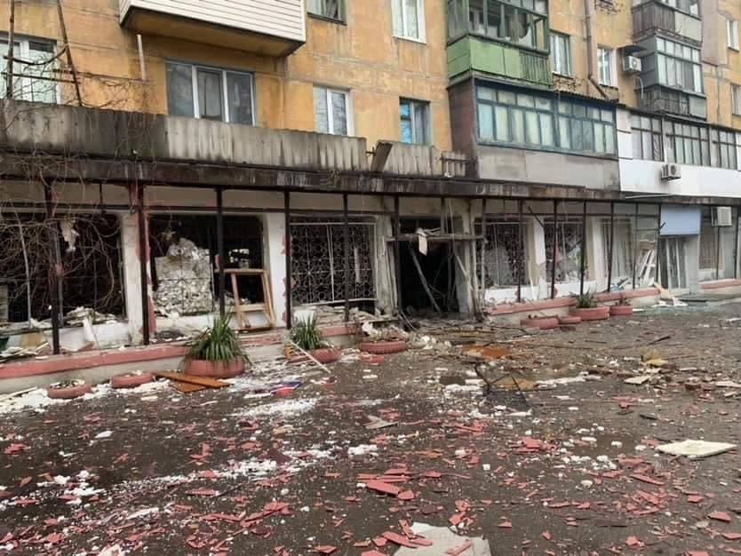 View of the city of Mariupol severely affected by the war. 