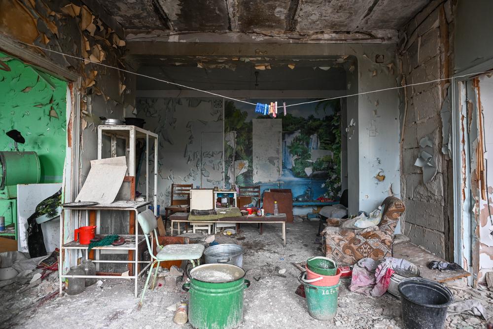 Destroyed hospital in Lyman, Donetsk Oblas during the attacks in Ukraine