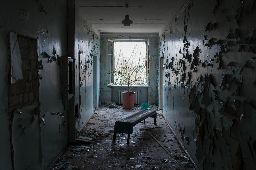 The destroyed hospital in Lyman, Donetsk Oblast in Ukraine.