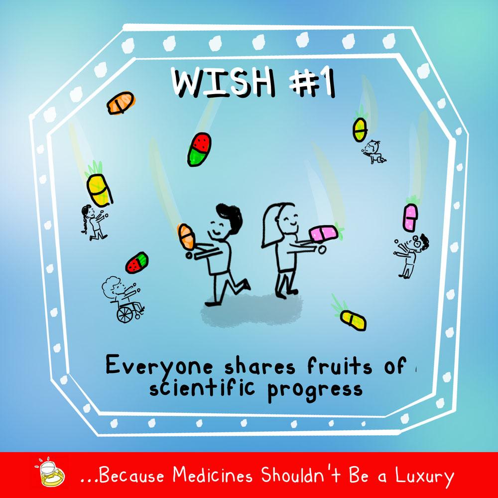 Graphic with text "Everyone shares fruits of scientific progress"