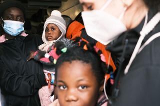 Ninon, 32, from Cameroon attempted to cross the Mediterranean Sea with her two daughters. She was rescued by the Geo Barents in March 2022.