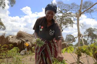 Filomena Bentu, 80, is from the village of Moambula in the district of Muidumbe. She was displaced due to the conflict in the northern Mozambican province of Cabo Delgado and now lives in the resettlement site of Eduardo Mondale, in Mueda.