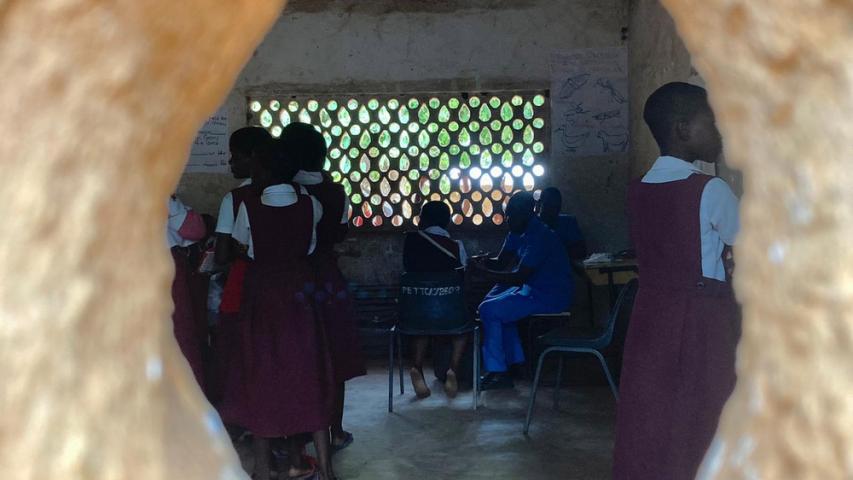 Young girls being vaccinated at Migowi Public School by nurse supported by Doctors Without Borders (MSF)