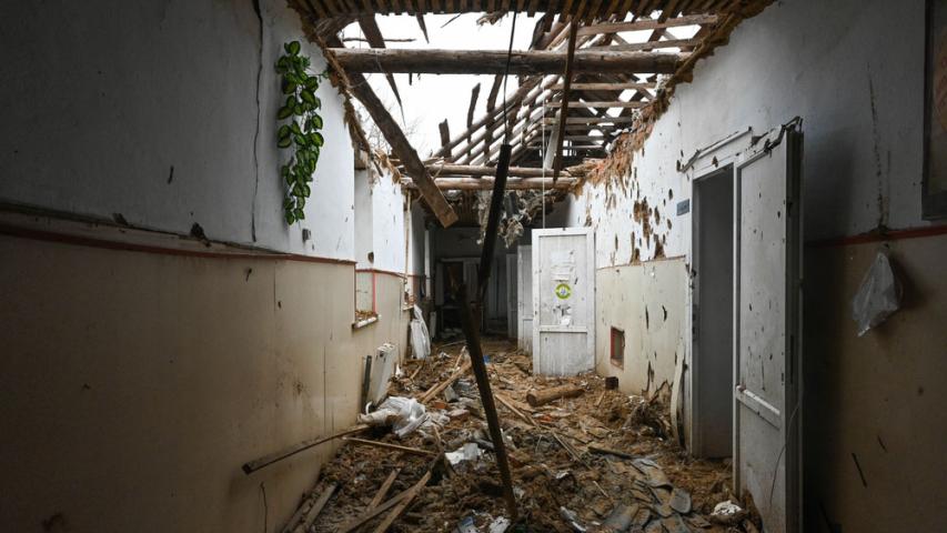Medical and health aid centre in Davydiv Brid village, Kherson Oblast that was destroyed.